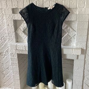 Deep green lace LOFT mini dress